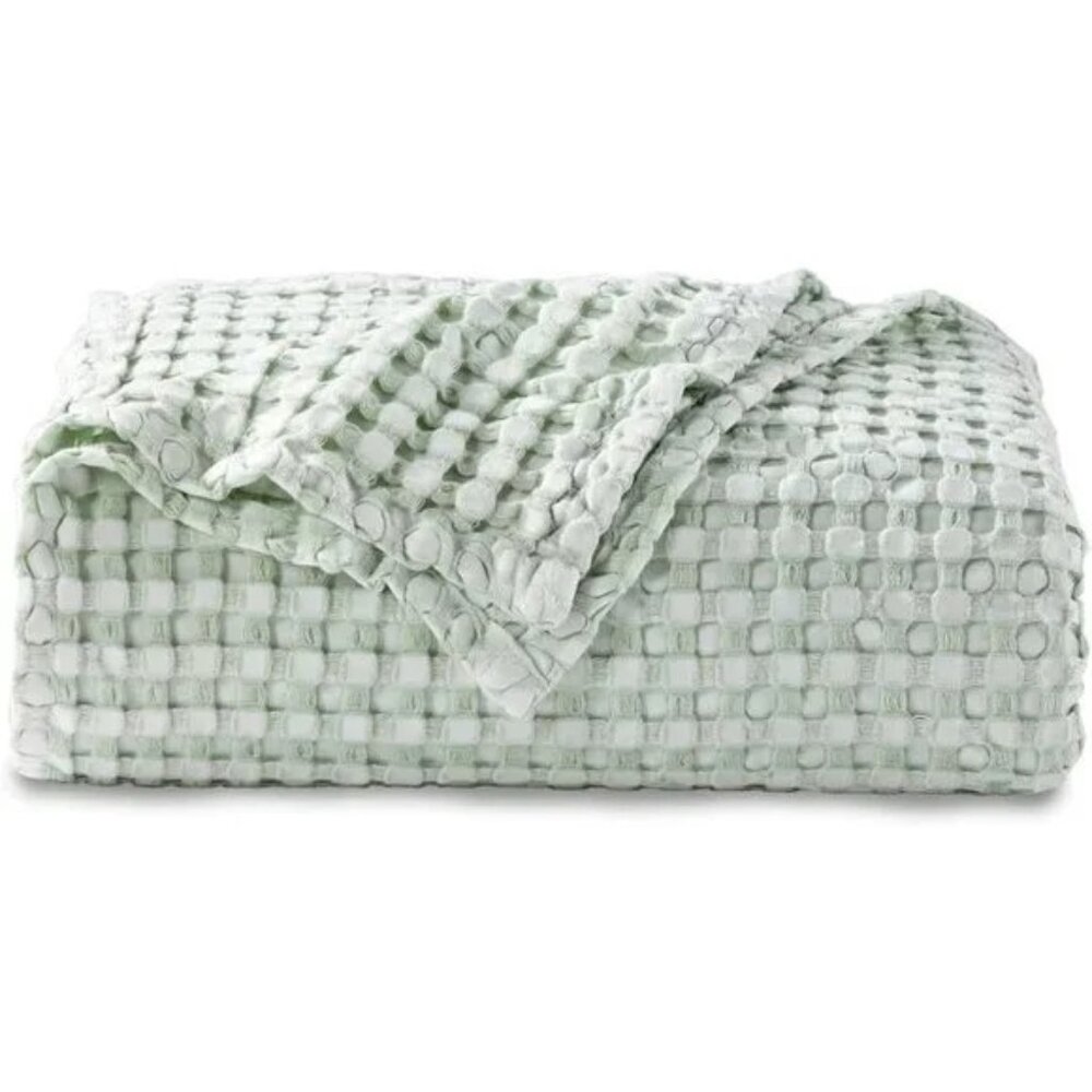 COTTON Waffle Weave Bamboo Blanket Queen Size Cream Soft Lightweight Bed Blanket